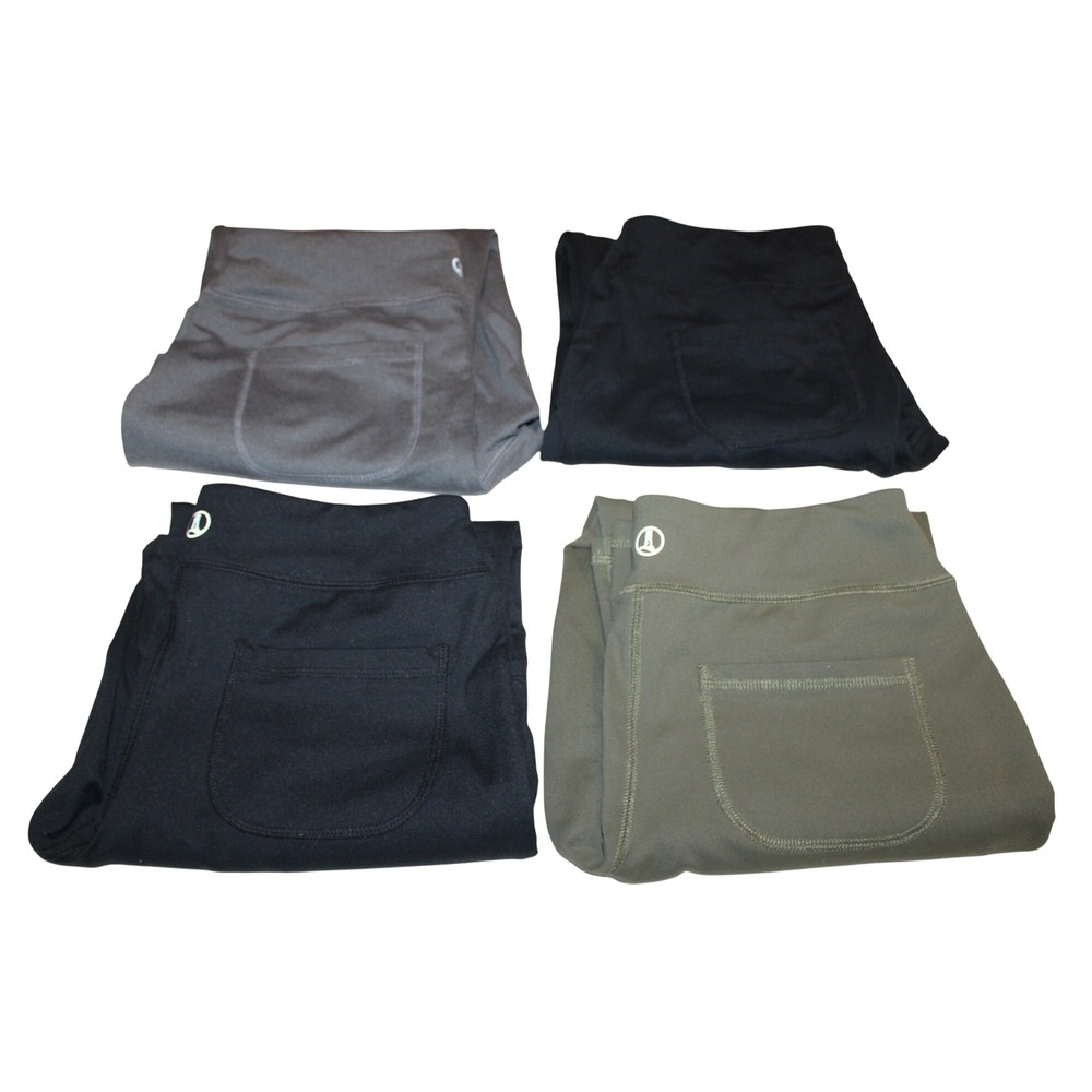 lot of 4 Lands' End Active Pants XS black (x2) gray olive green stretch pockets